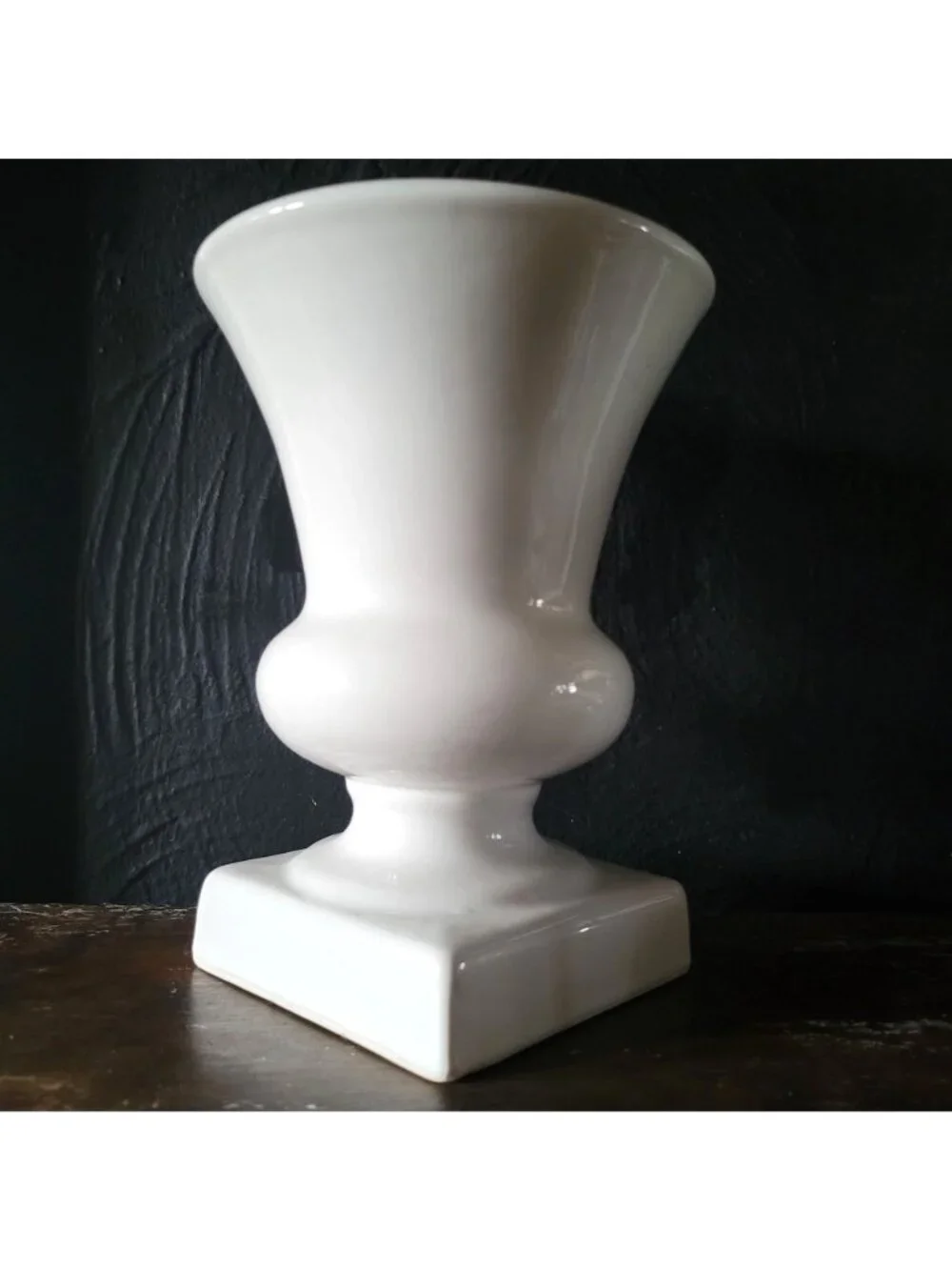 Vintage White Ceramic Pedestal Vase With Classic Urn Shape #316